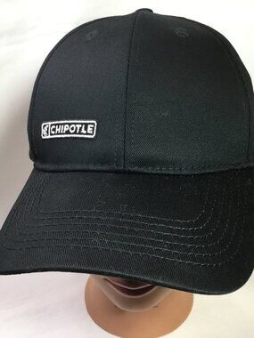Chipotle Crew Member Hat Black Logo 100% Organic Cotton Adjustable